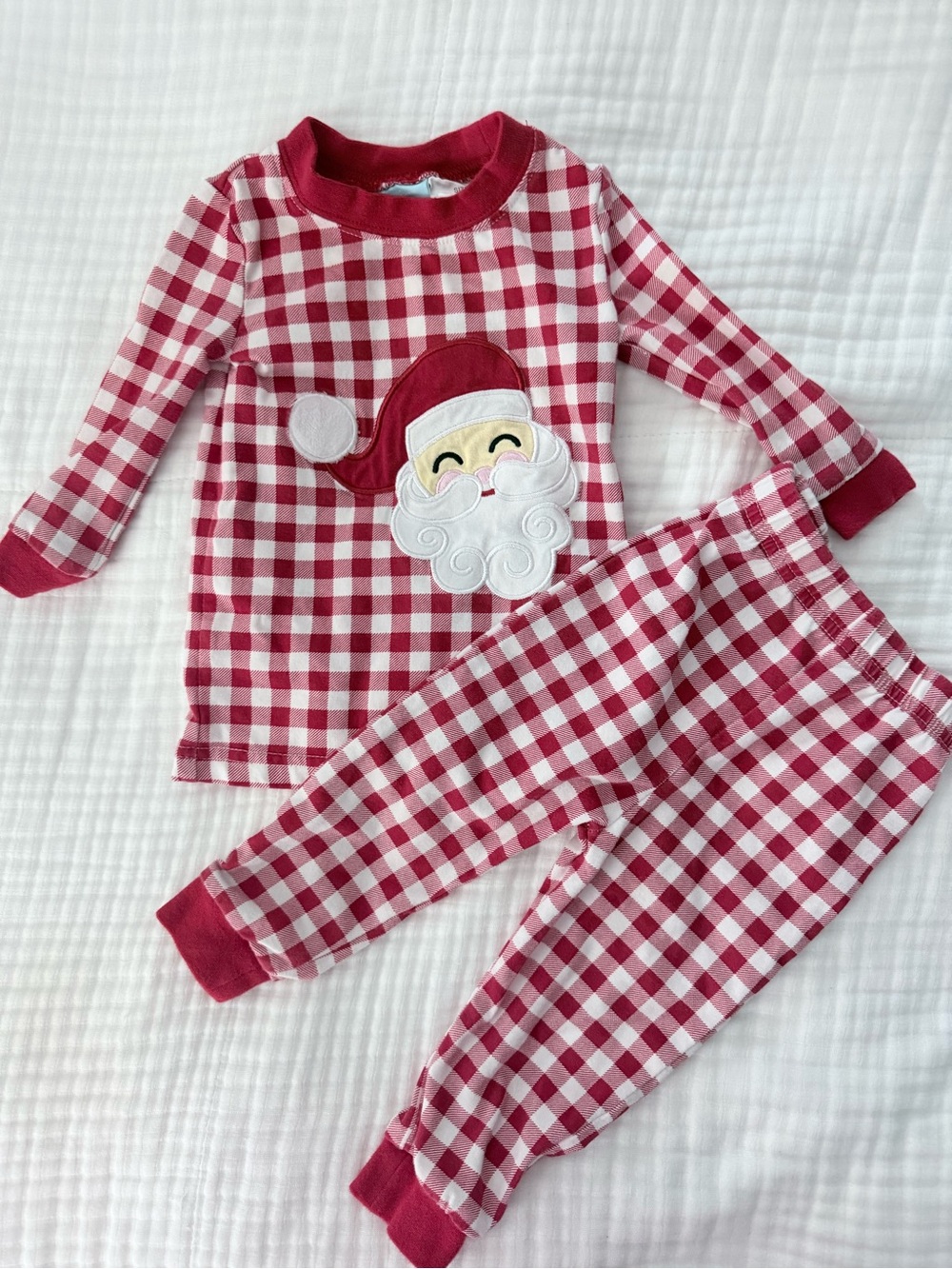 Classic Whimsy Red Gingham Santa Infant Pajama Set
